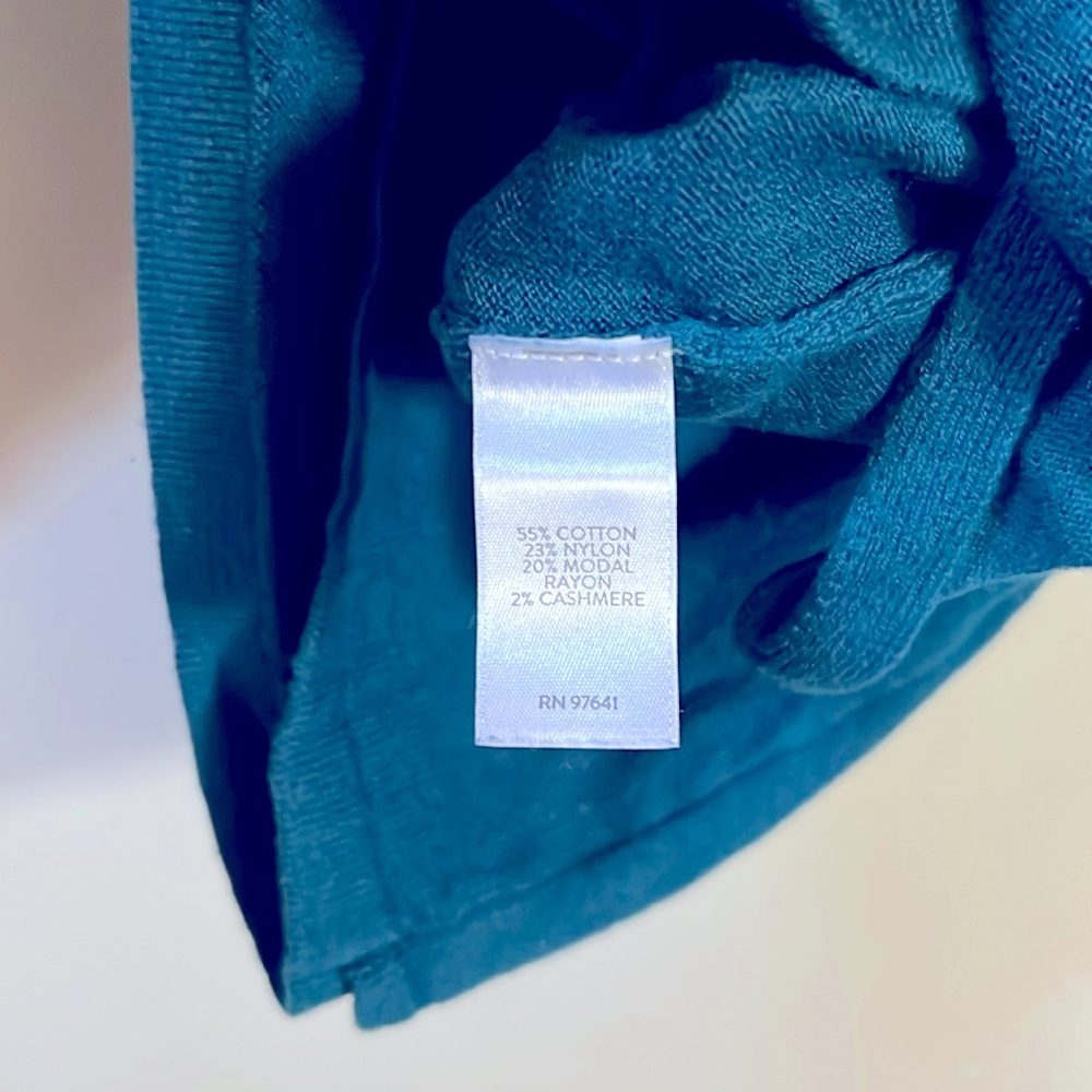 j. jill Size Large Teal/Turquose 3/4 Sleeve Women’s Wrap Front Knit Top - Picture 5 of 5
